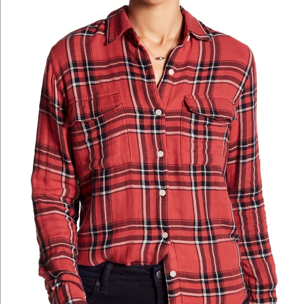 Joe’s Jeans Thatcher plaid flannel button down Med